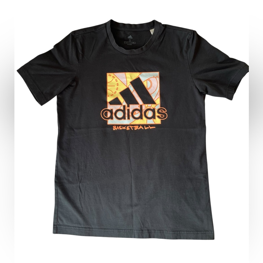 Adidas Black and Orange Graphic Tee